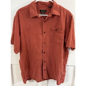 Orvis Classic Fit Hemp Short Sleeve Button Up Large Red/orange
